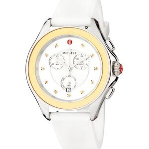 MICHELE Cape Stainless Steel Honey Topaz Silicone Strap Watch